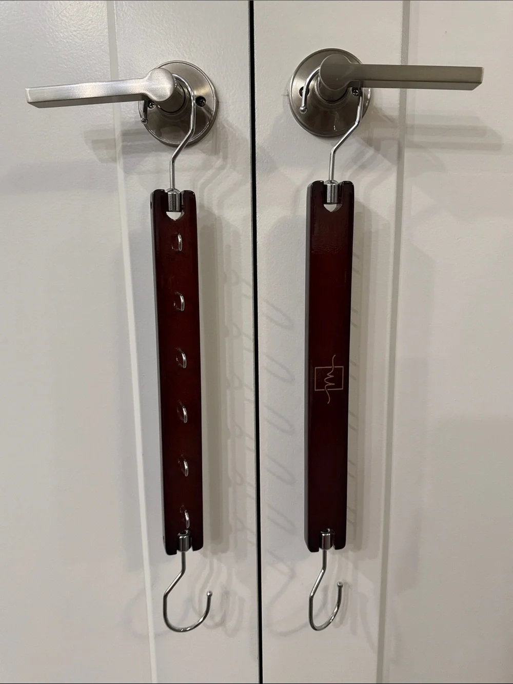 (Set of 2) Space-Saving Cascading Hanger Clothes Tiered Organizer Closets Wooden